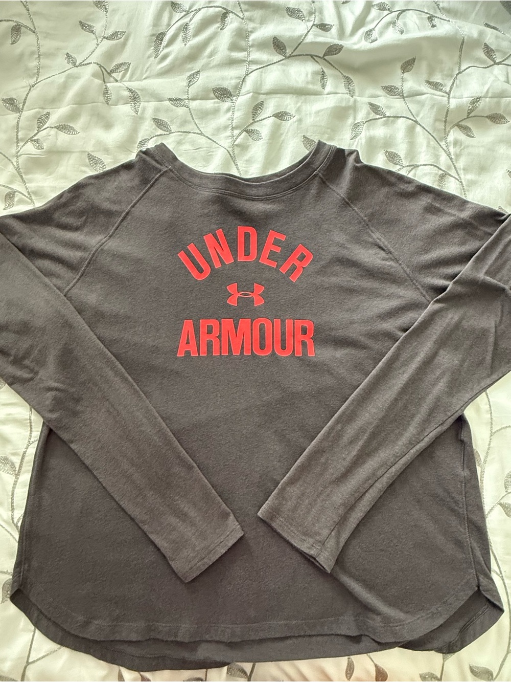 Under Armour Charcoal Grey HeatGear Tee with Coral Logo